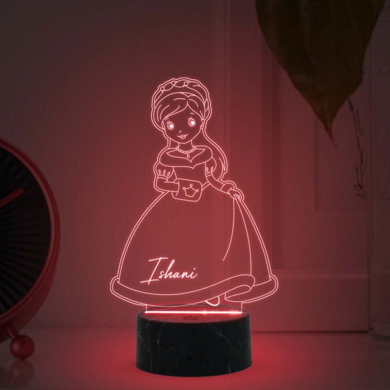 3D Illusion Nice Dream Princess Night Light with Automatic Color Changing Light Customized with Name Gifts for Children Girls